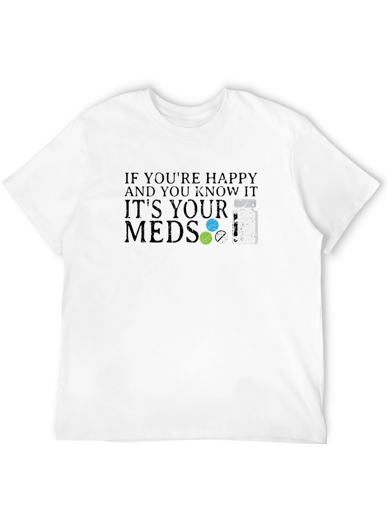 Happy Meds Graphic Tee - Black Cotton Blend T-Shirt