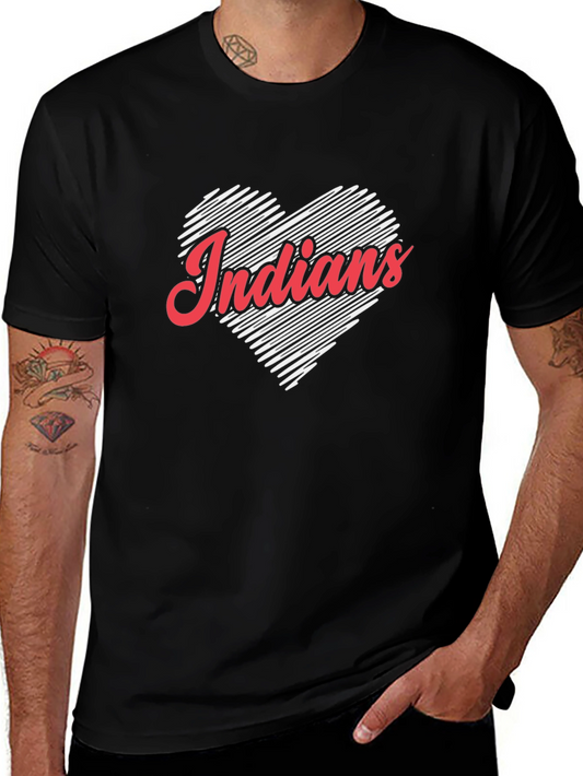 Indians Heart Graphic Black T-Shirt