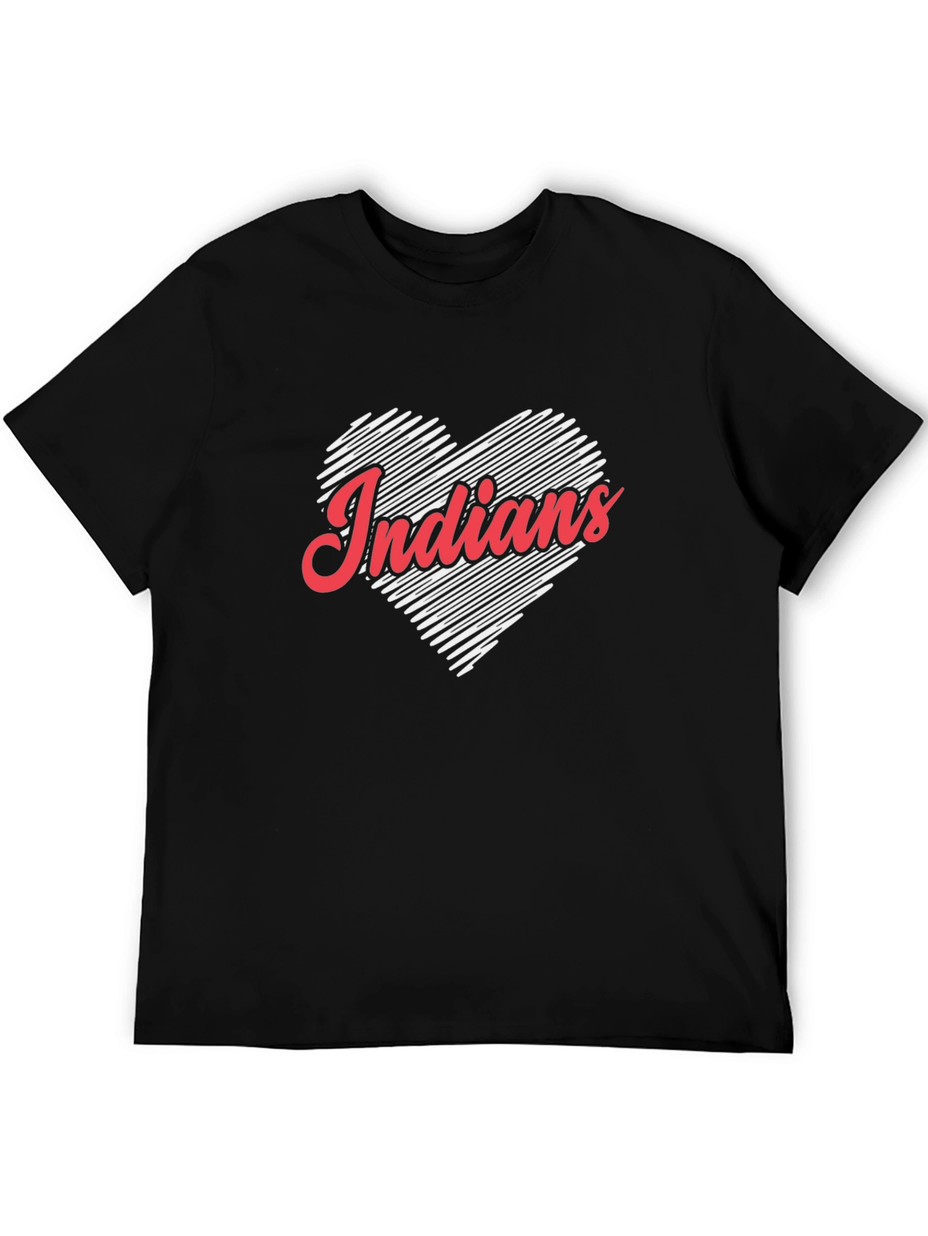Indians Heart Graphic Black T-Shirt