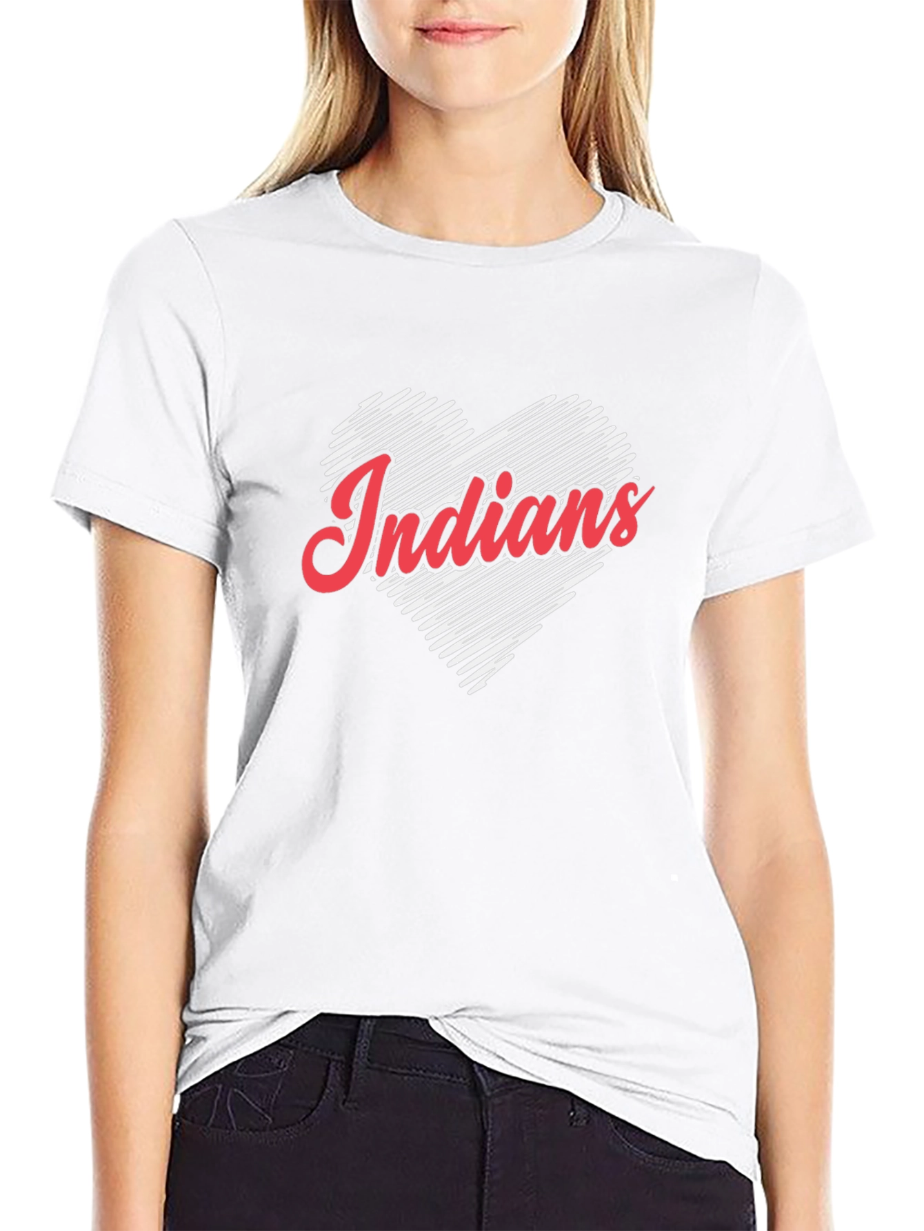 Indians Heart Graphic Black T-Shirt