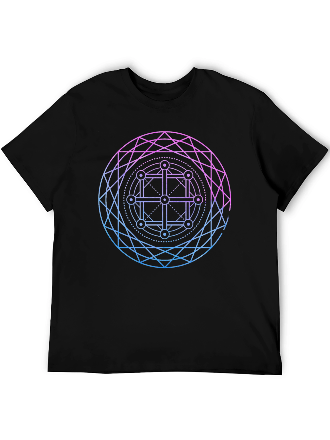 Geometric Circle Graphic Tee - Black Cotton Blend