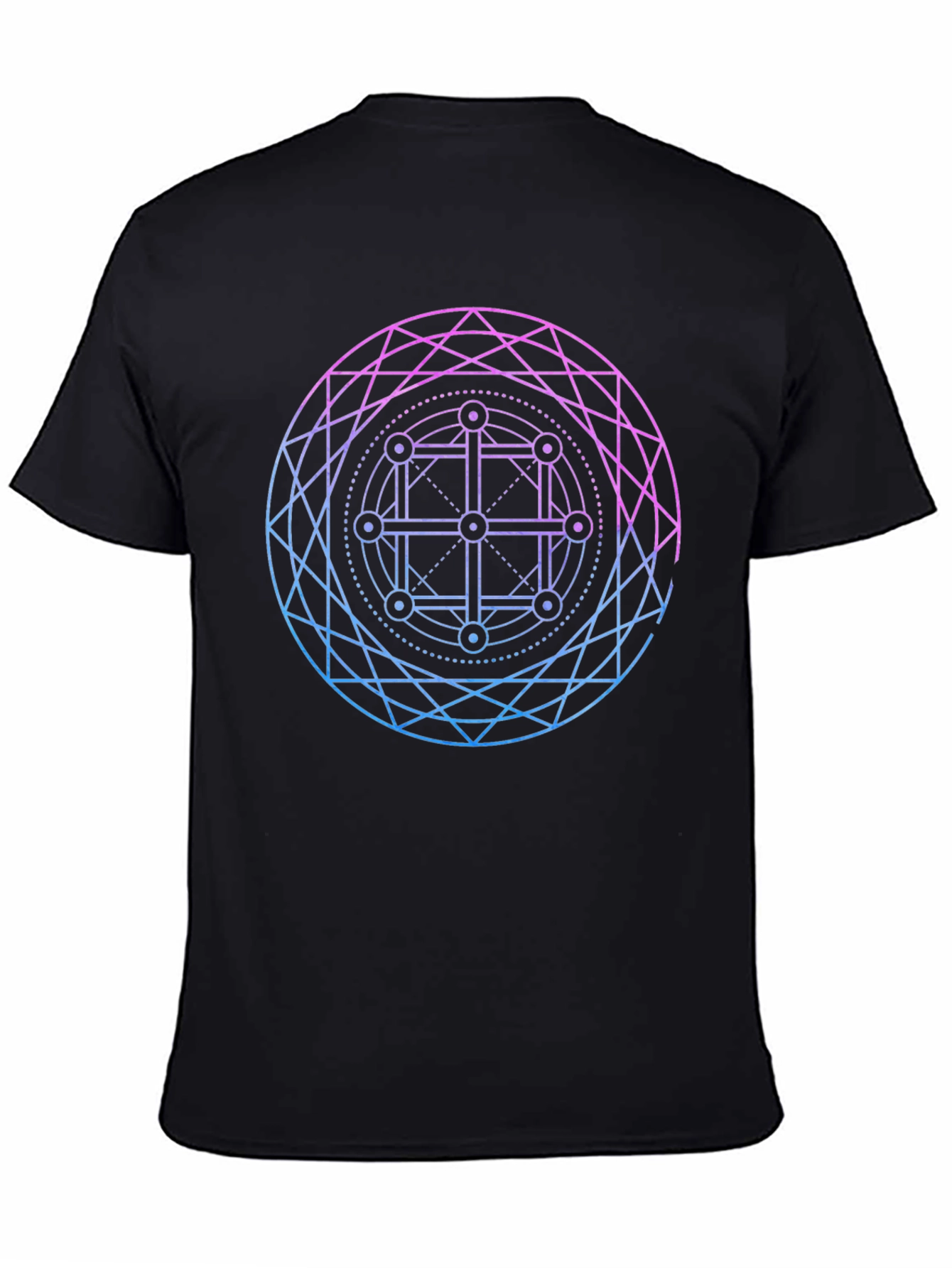 Geometric Circle Graphic Tee - Black Cotton Blend