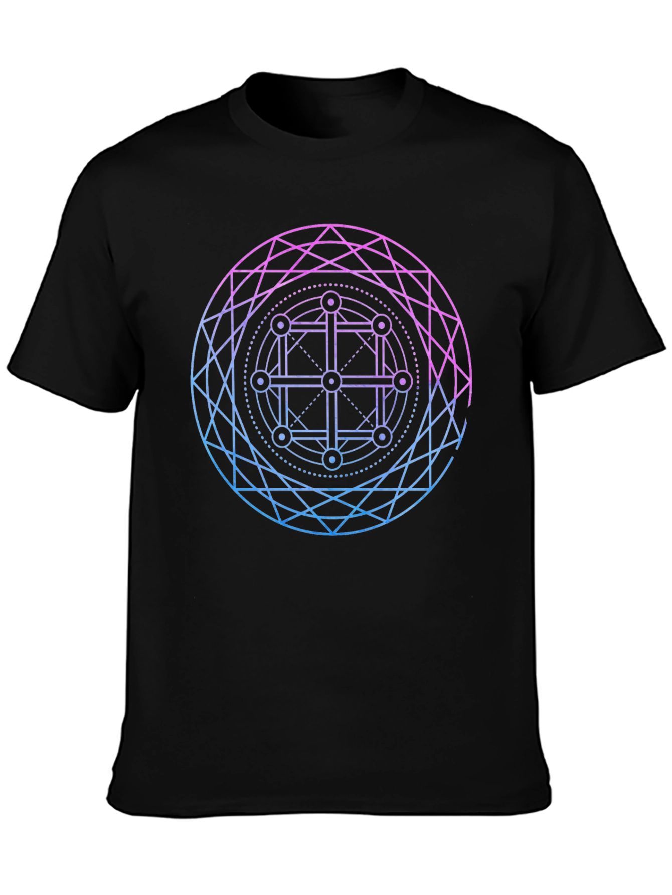 Geometric Circle Graphic Tee - Black Cotton Blend