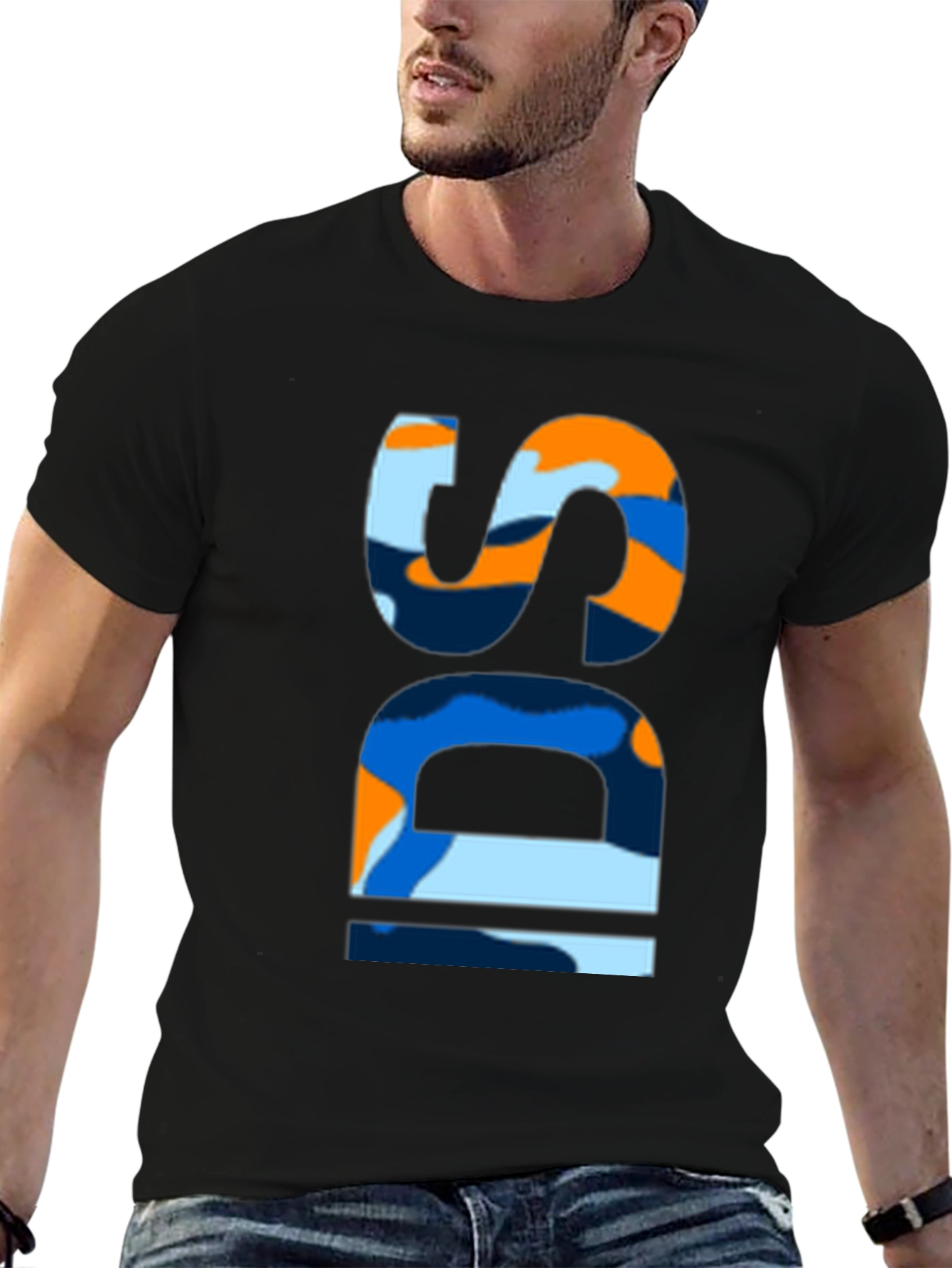 Abstract Camo SD Mens Black T-Shirt