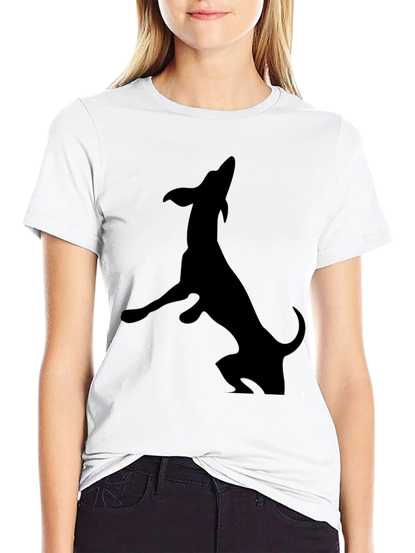 Black Dachshund Silhouette Graphic Tee