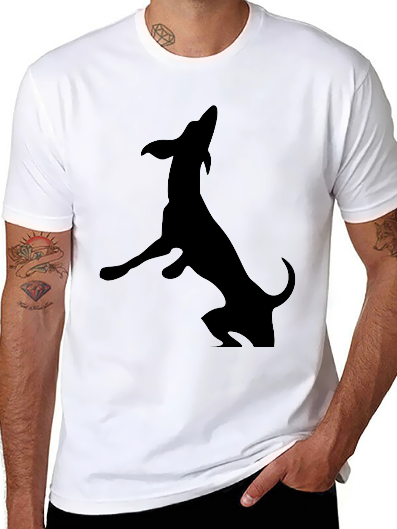 Black Dachshund Silhouette Graphic Tee