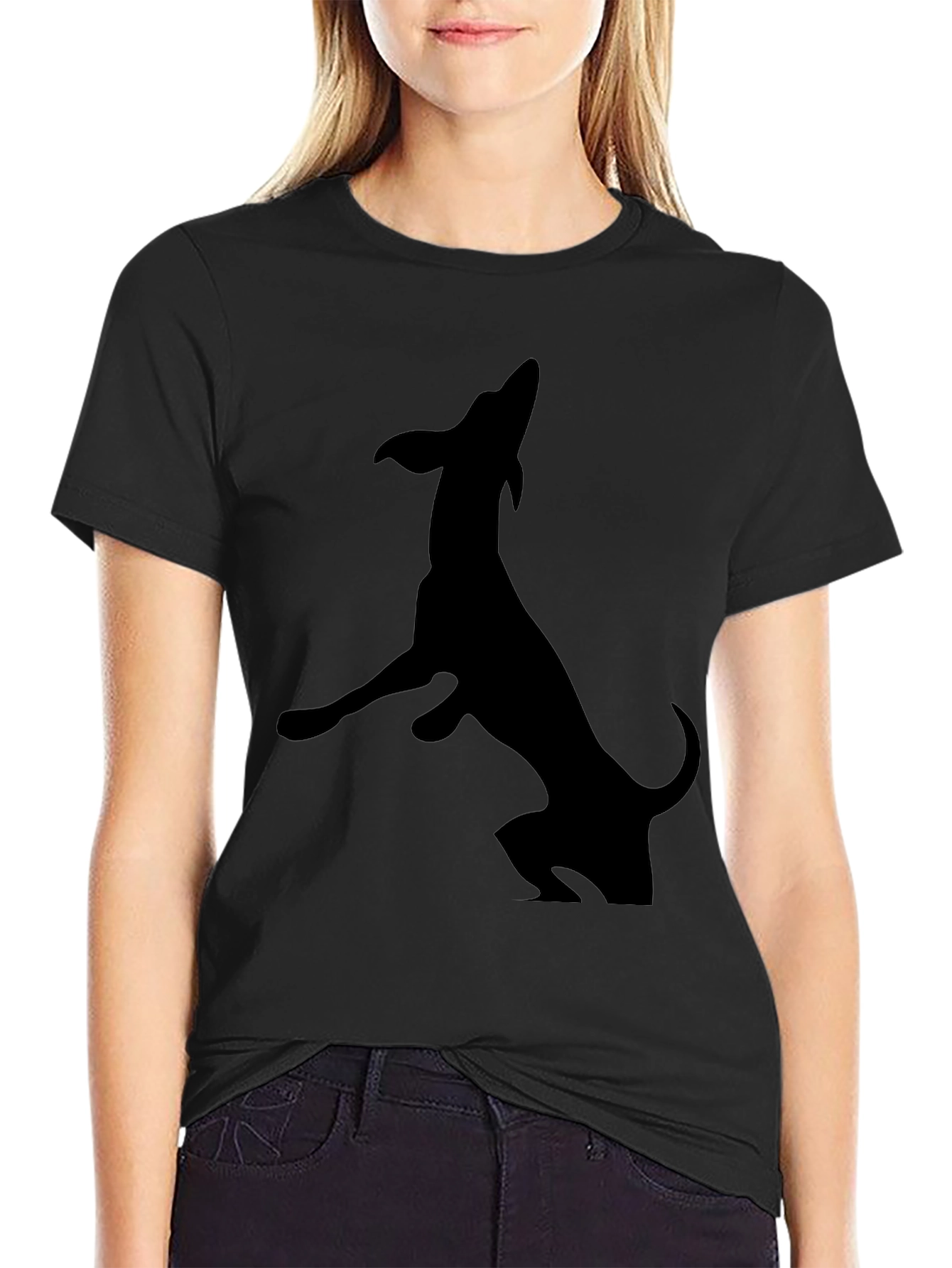Black Dachshund Silhouette Graphic Tee