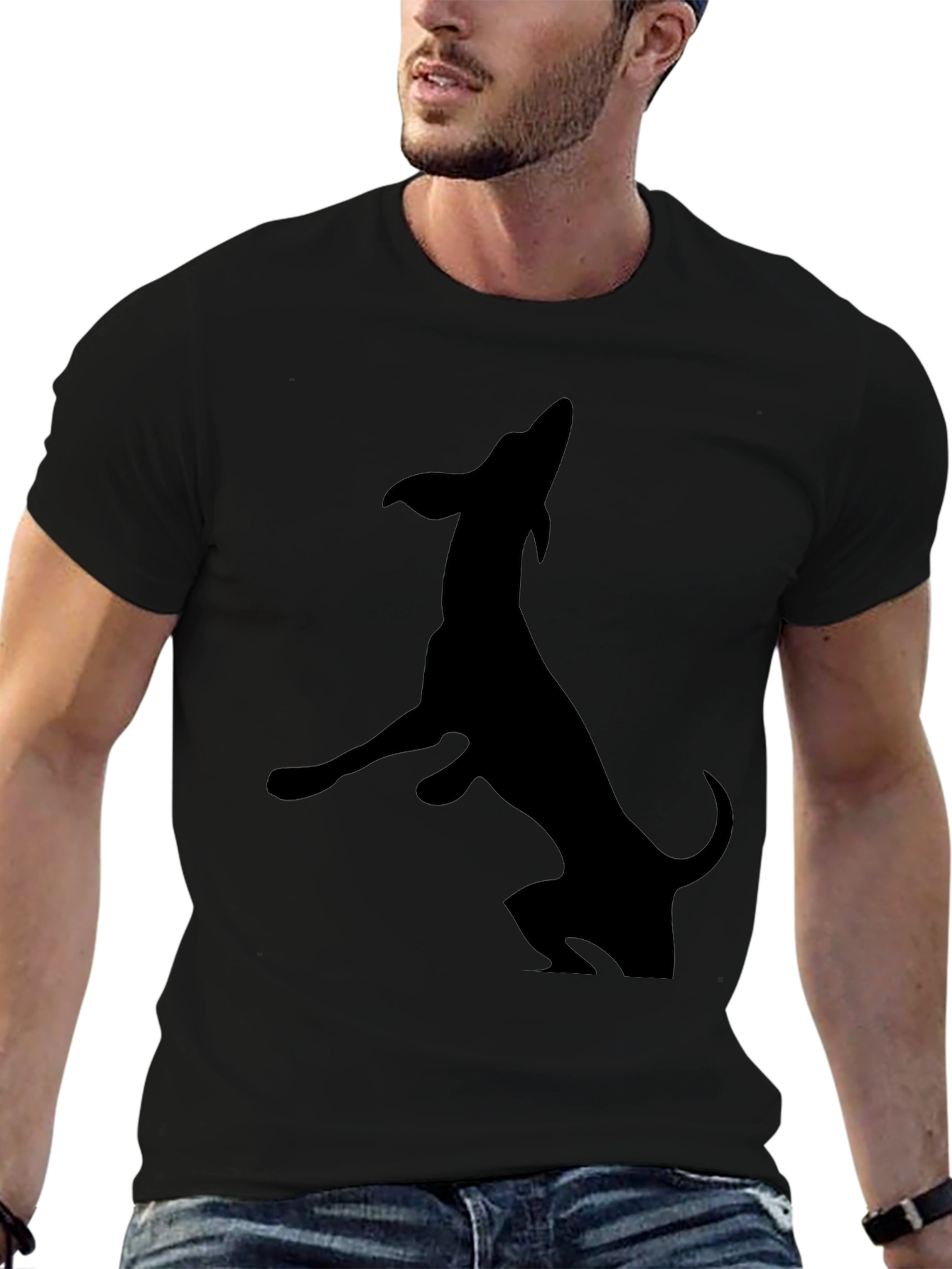 Black Dachshund Silhouette Graphic Tee