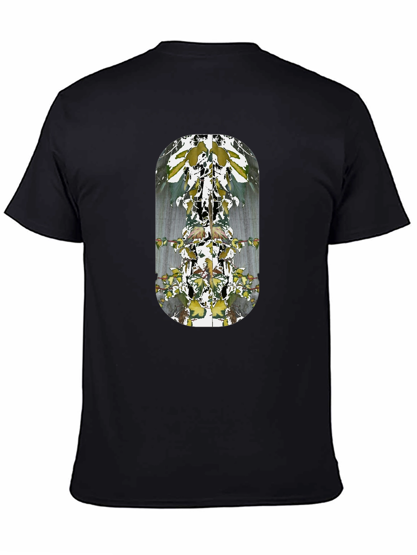Abstract Botanical Print Black T-Shirt