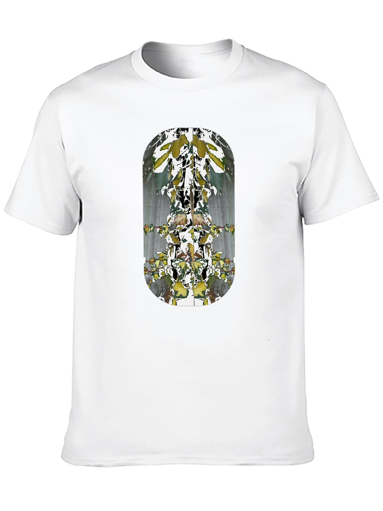 Abstract Botanical Print Black T-Shirt
