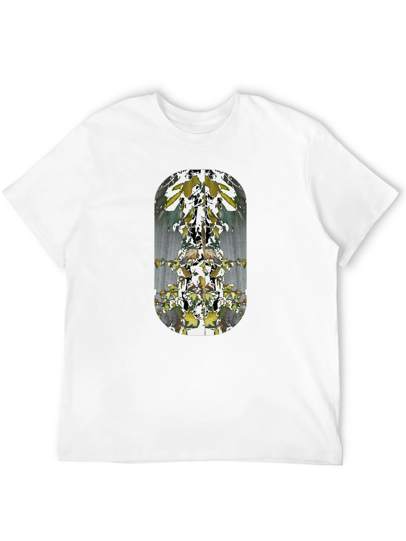 Abstract Botanical Print Black T-Shirt