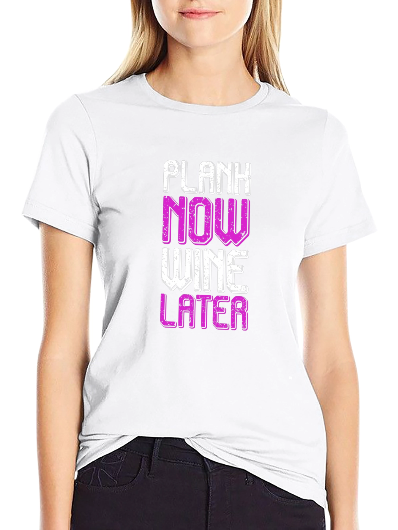 Plank Now Wine Later Black T-Shirt