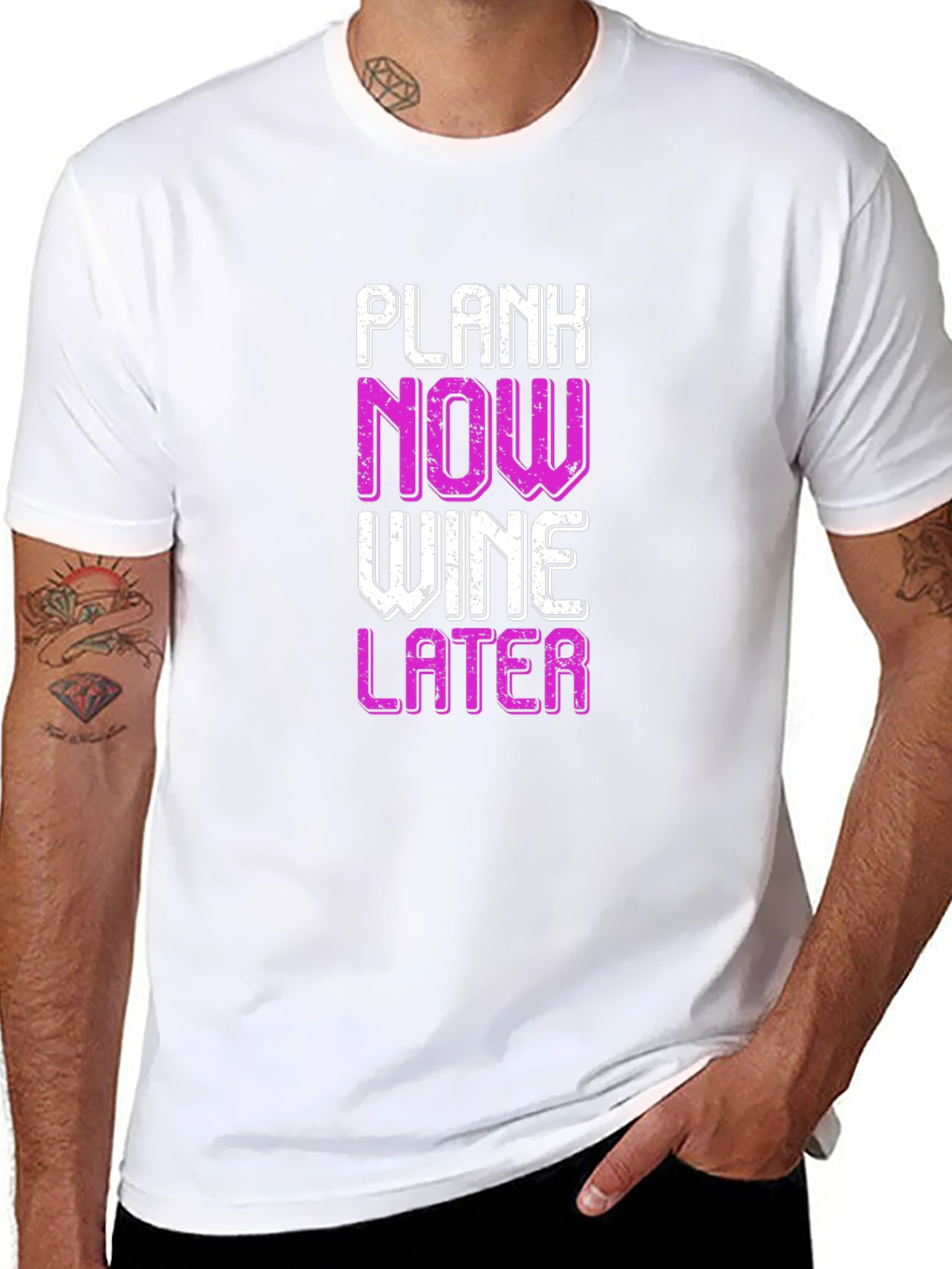 Plank Now Wine Later Black T-Shirt