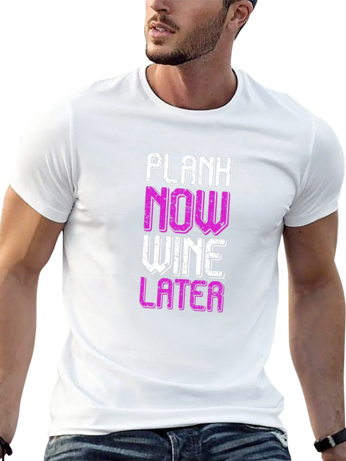 Plank Now Wine Later Black T-Shirt