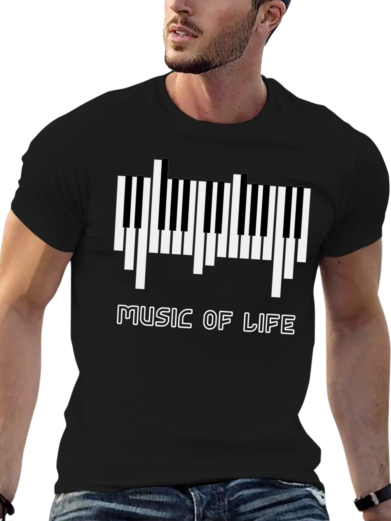 Music of Life Graphic Tee - Black Cotton T-Shirt