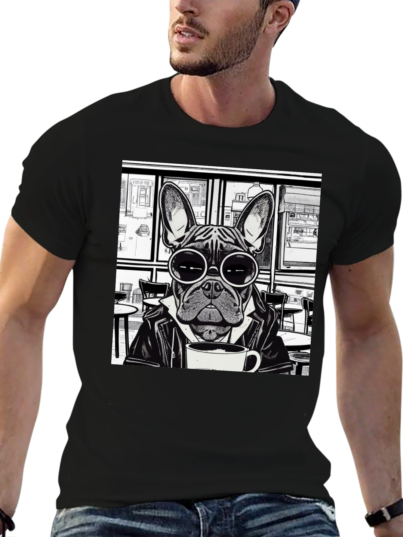 Cool Dog T-Shirt - Frenchie Coffee Lover