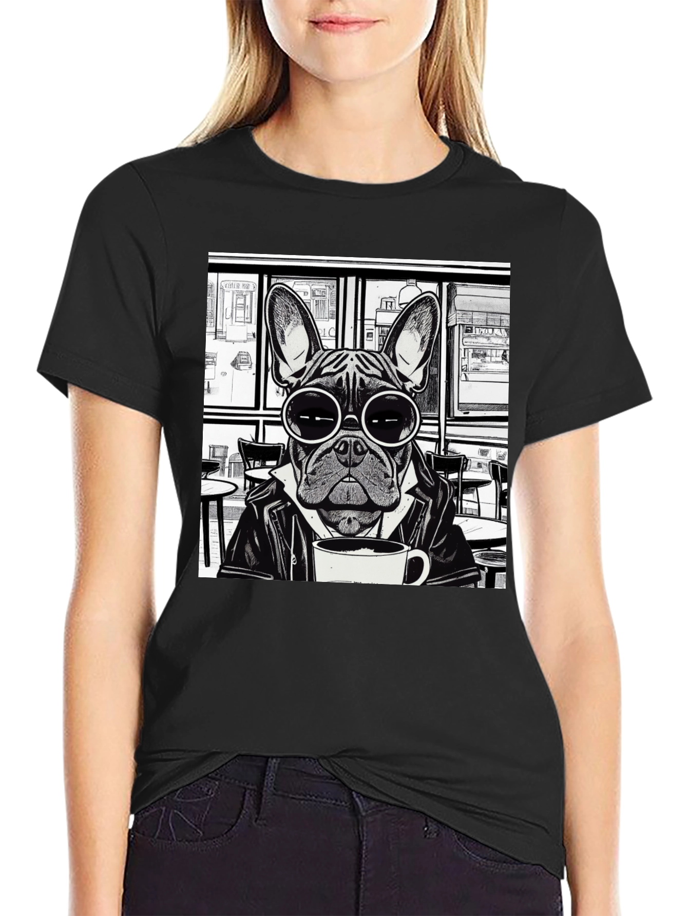 Cool Dog T-Shirt - Frenchie Coffee Lover