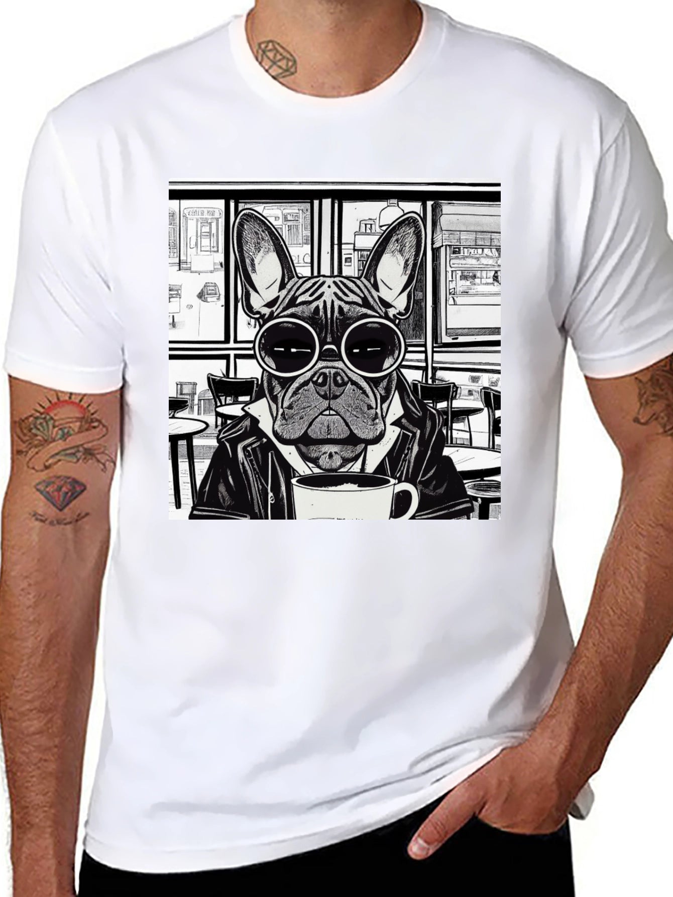 Cool Dog T-Shirt - Frenchie Coffee Lover