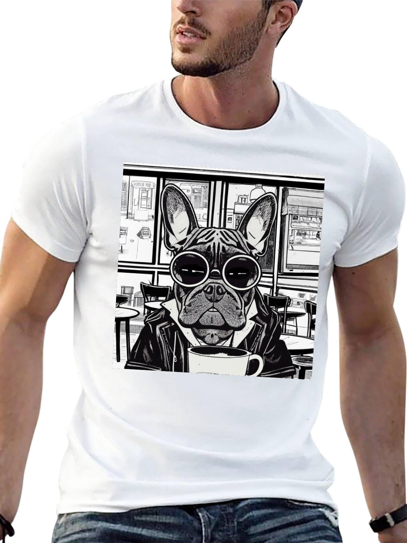 Cool Dog T-Shirt - Frenchie Coffee Lover