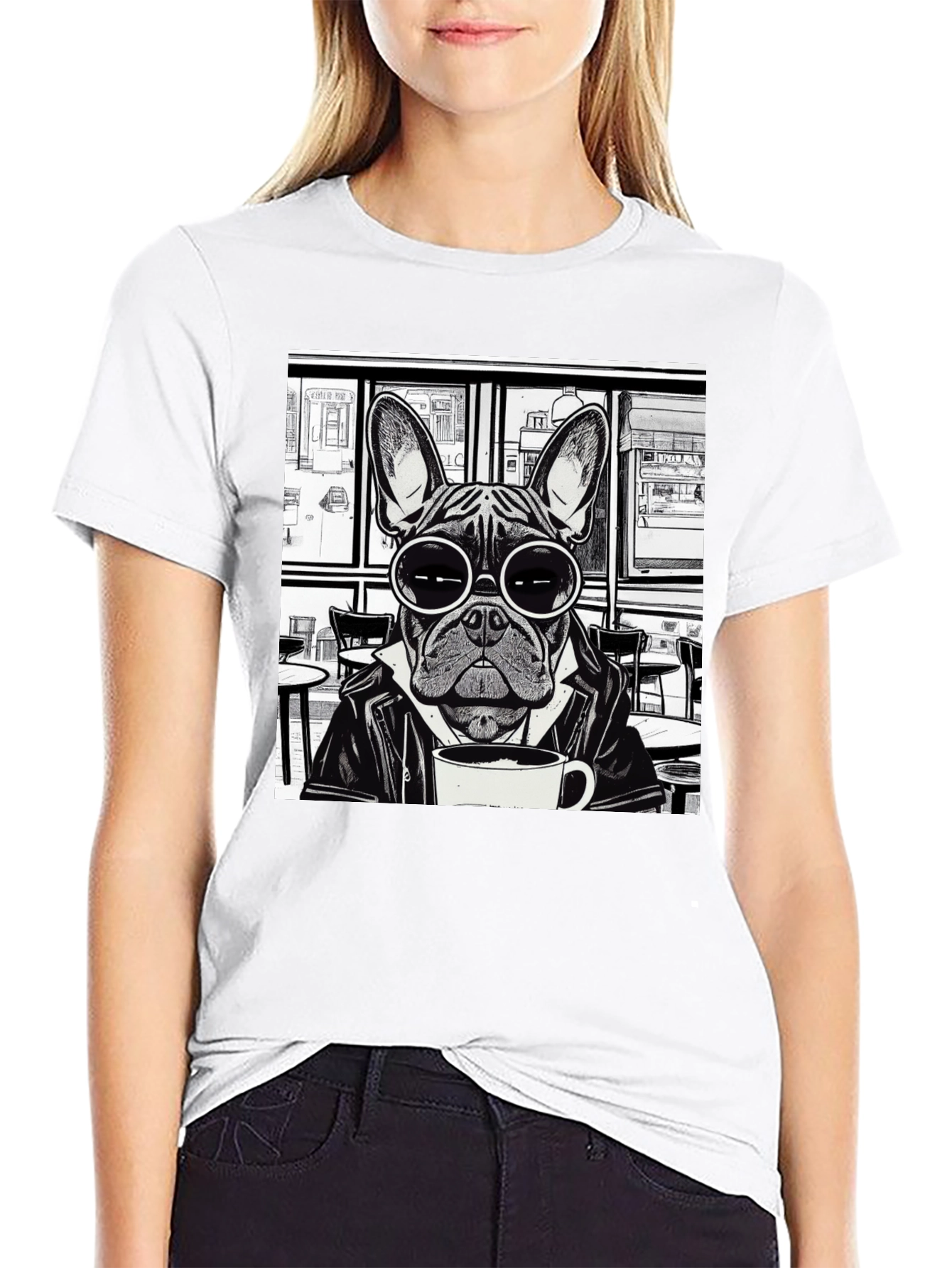 Cool Dog T-Shirt - Frenchie Coffee Lover