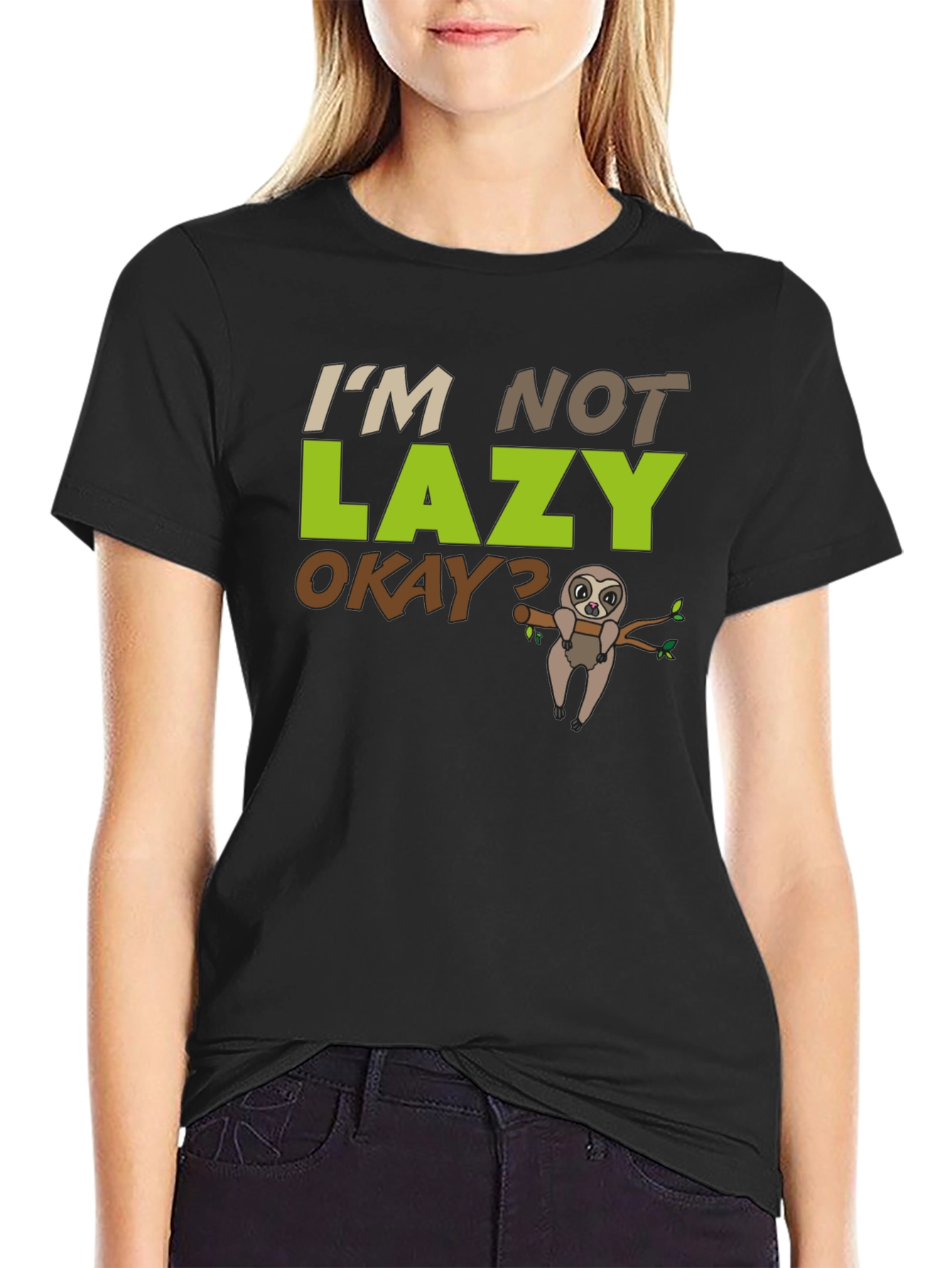 Funny Sloth Graphic T-Shirt - Im Not Lazy Okay?