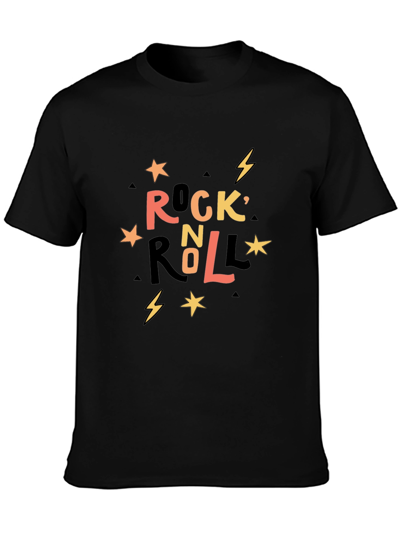 Rock n Roll Graphic Print Crew Neck T-Shirt