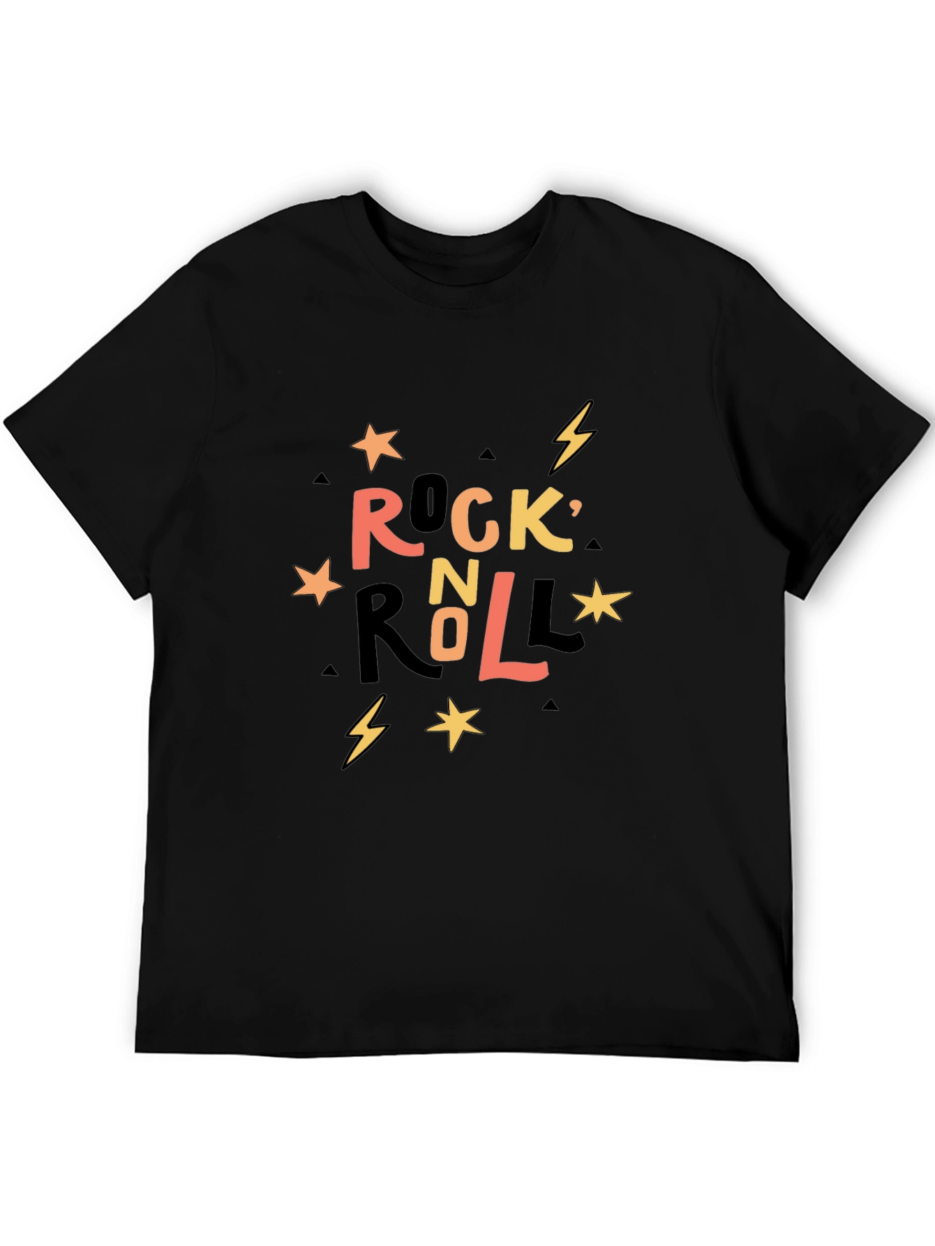 Rock n Roll Graphic Print Crew Neck T-Shirt