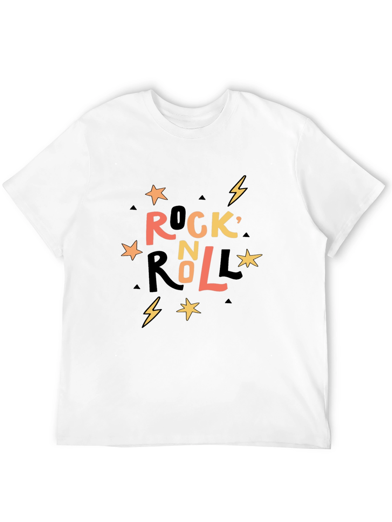 Rock n Roll Graphic Print Crew Neck T-Shirt