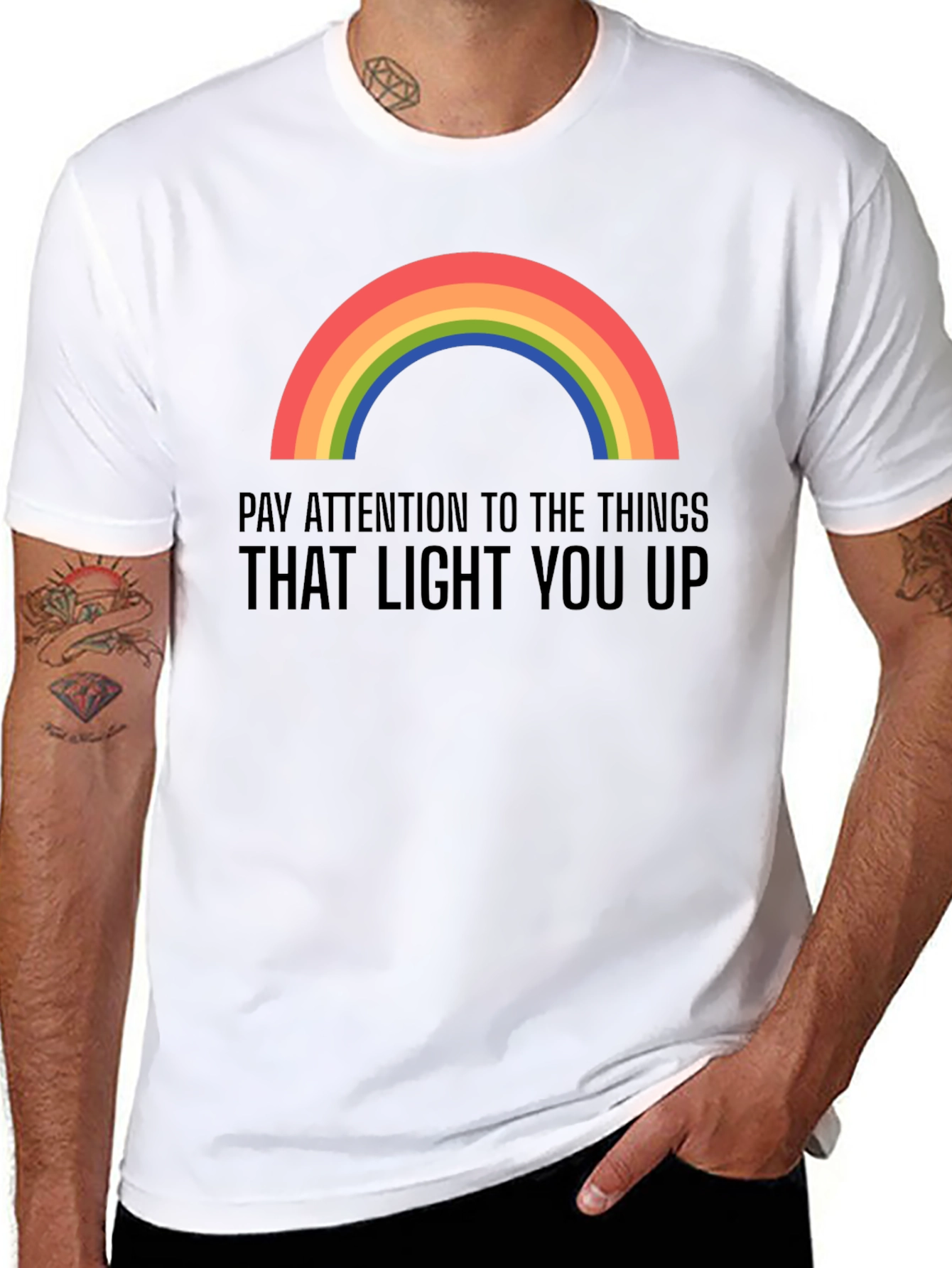 Rainbow Light Up Graphic Tee - Black