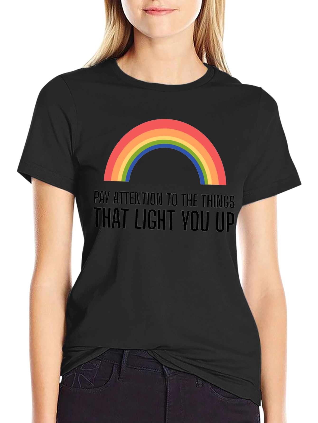 Rainbow Light Up Graphic Tee - Black