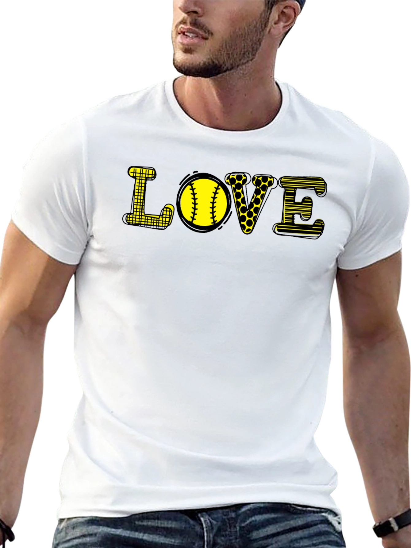 Love Softball Graphic T-Shirt - Black
