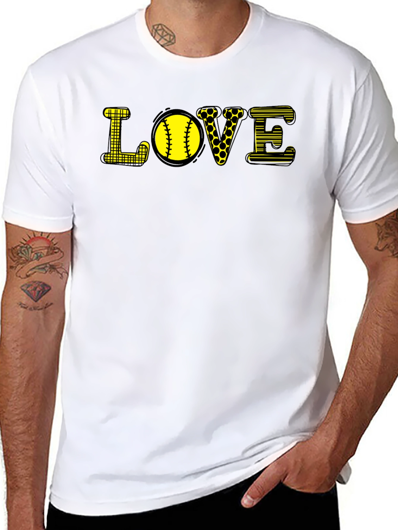 Love Softball Graphic T-Shirt - Black