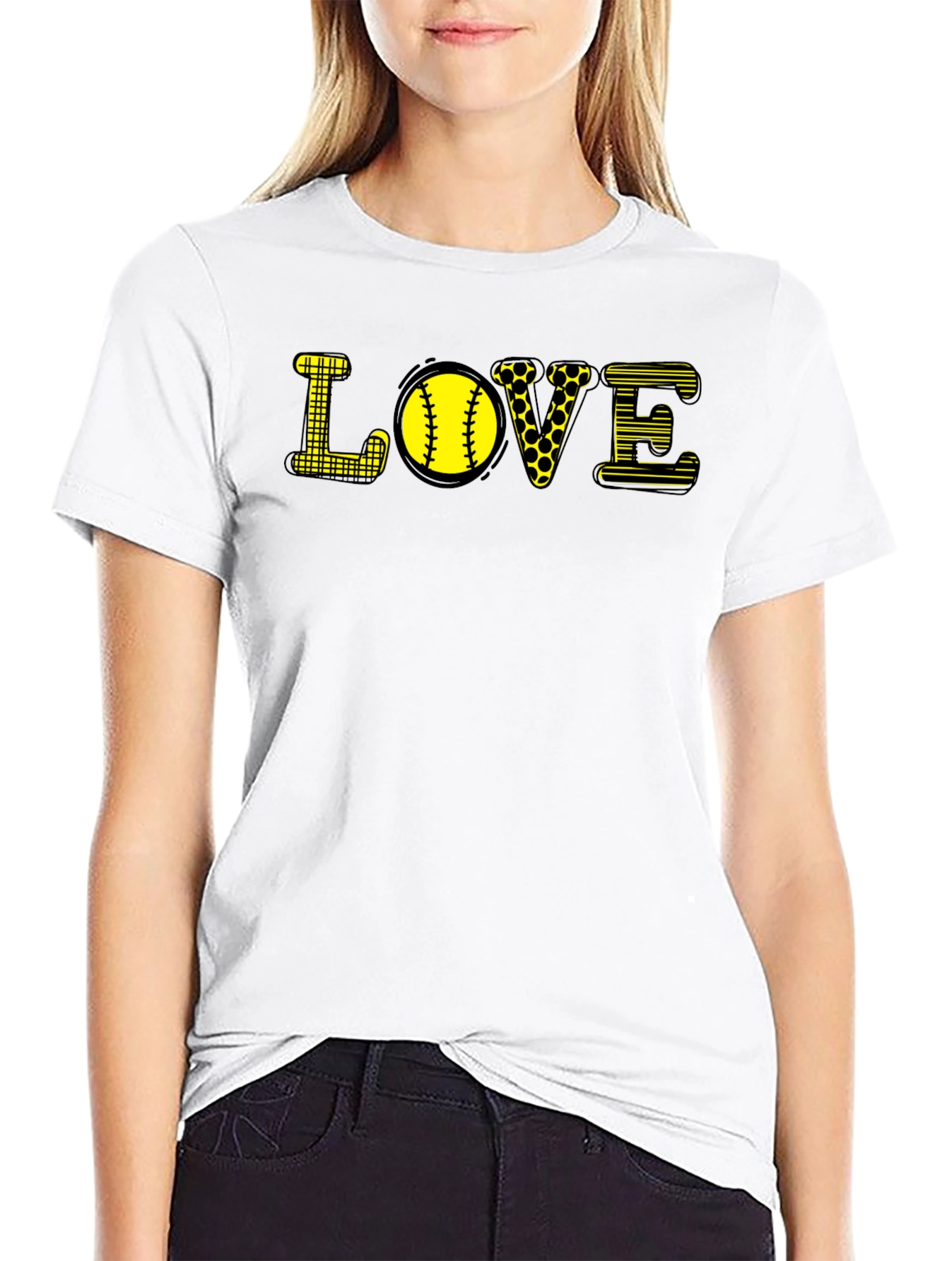 Love Softball Graphic T-Shirt - Black