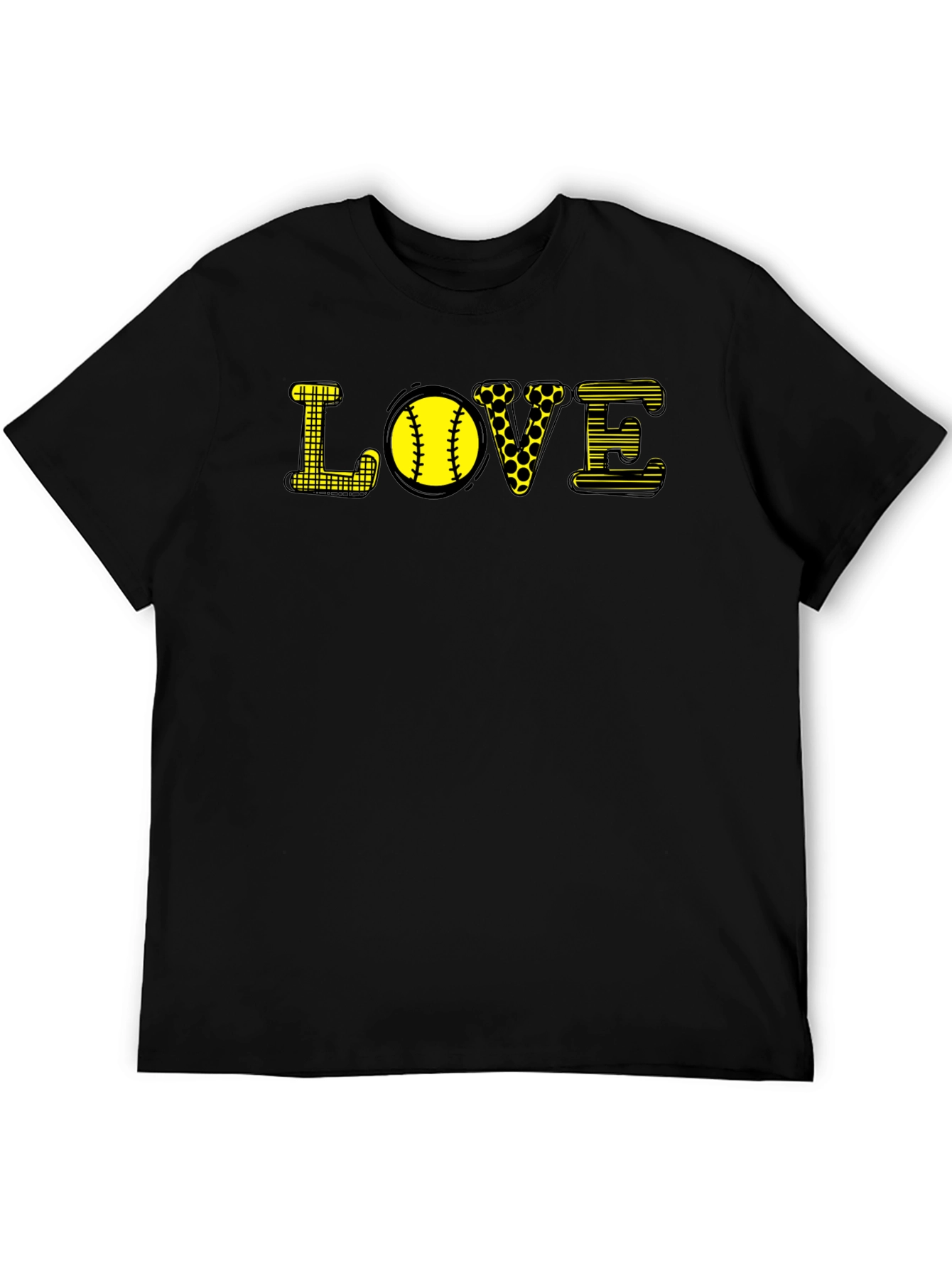 Love Softball Graphic T-Shirt - Black