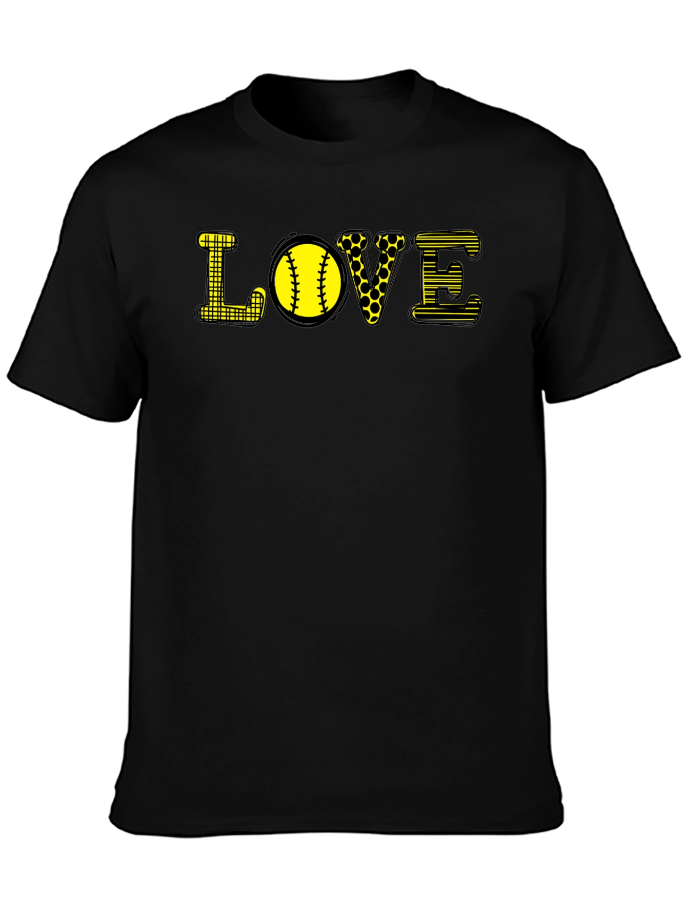 Love Softball Graphic T-Shirt - Black