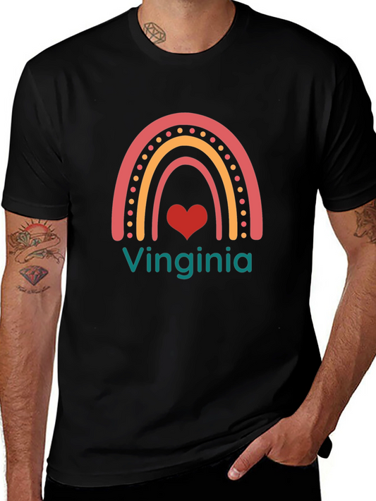 Virginia Rainbow Heart T-Shirt - Black