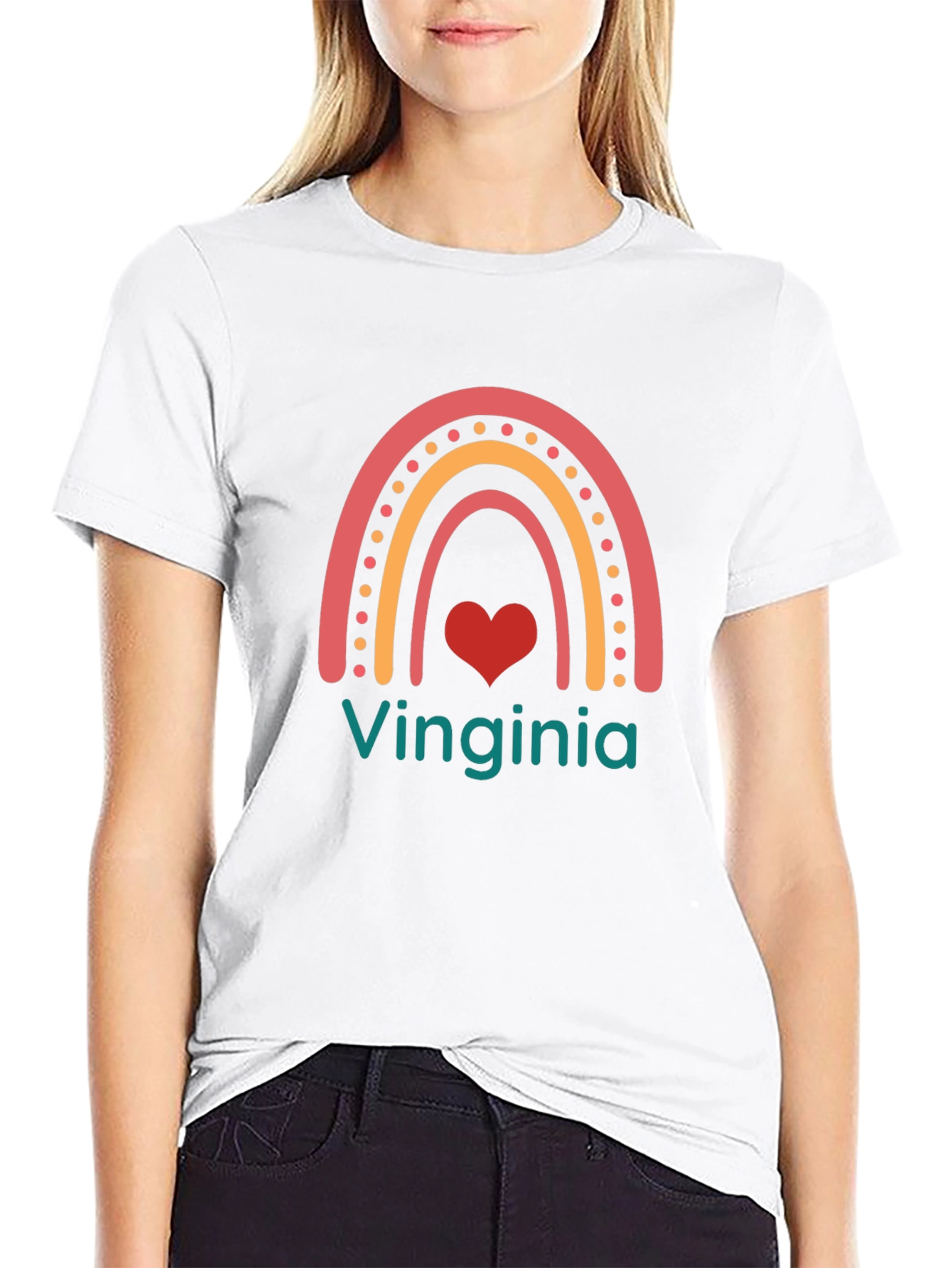 Virginia Rainbow Heart T-Shirt - Black