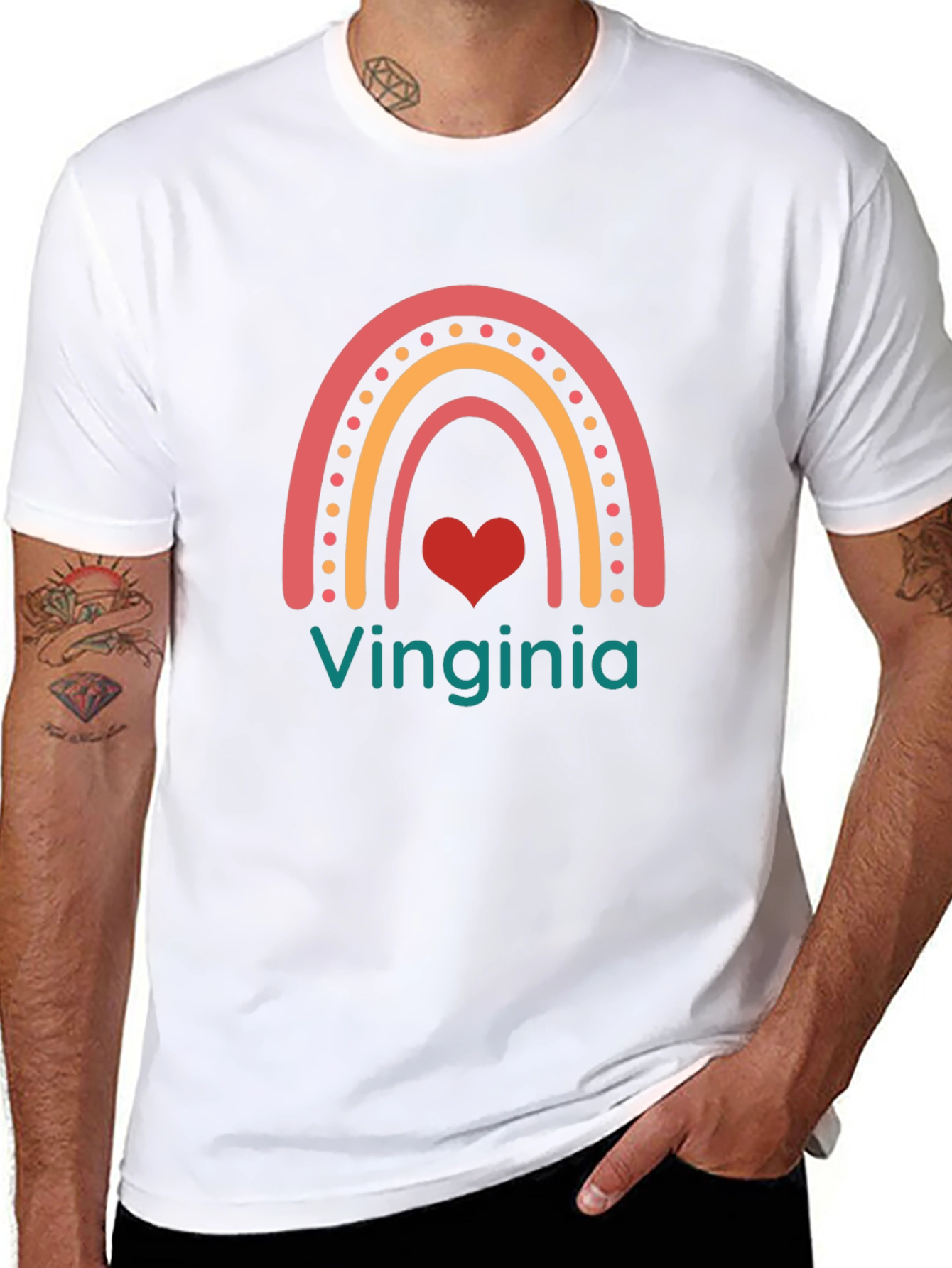 Virginia Rainbow Heart T-Shirt - Black