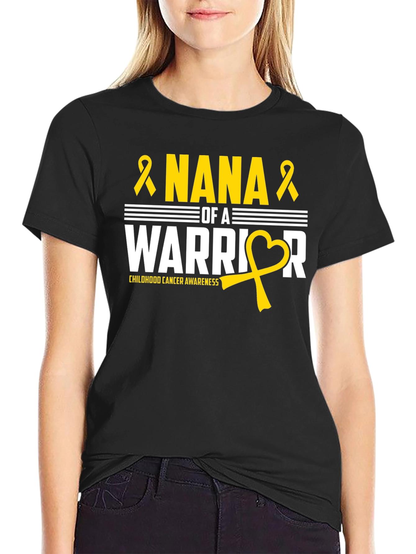 Nana of a Warrior Childhood Cancer Awareness T-Shirt
