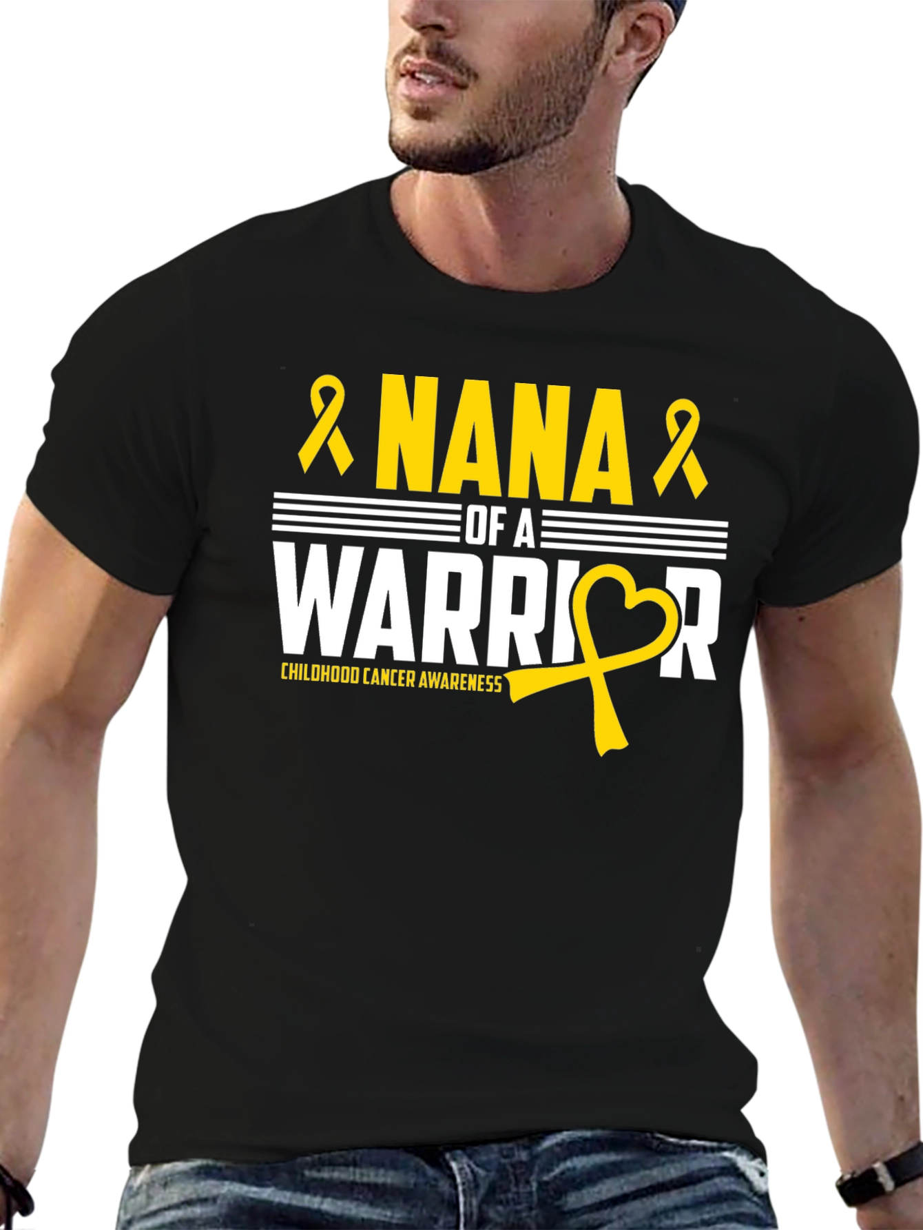 Nana of a Warrior Childhood Cancer Awareness T-Shirt