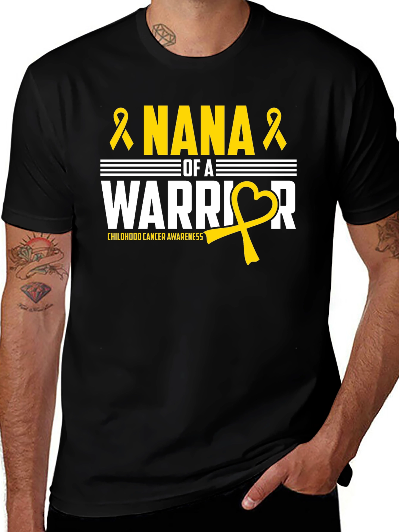 Nana of a Warrior Childhood Cancer Awareness T-Shirt