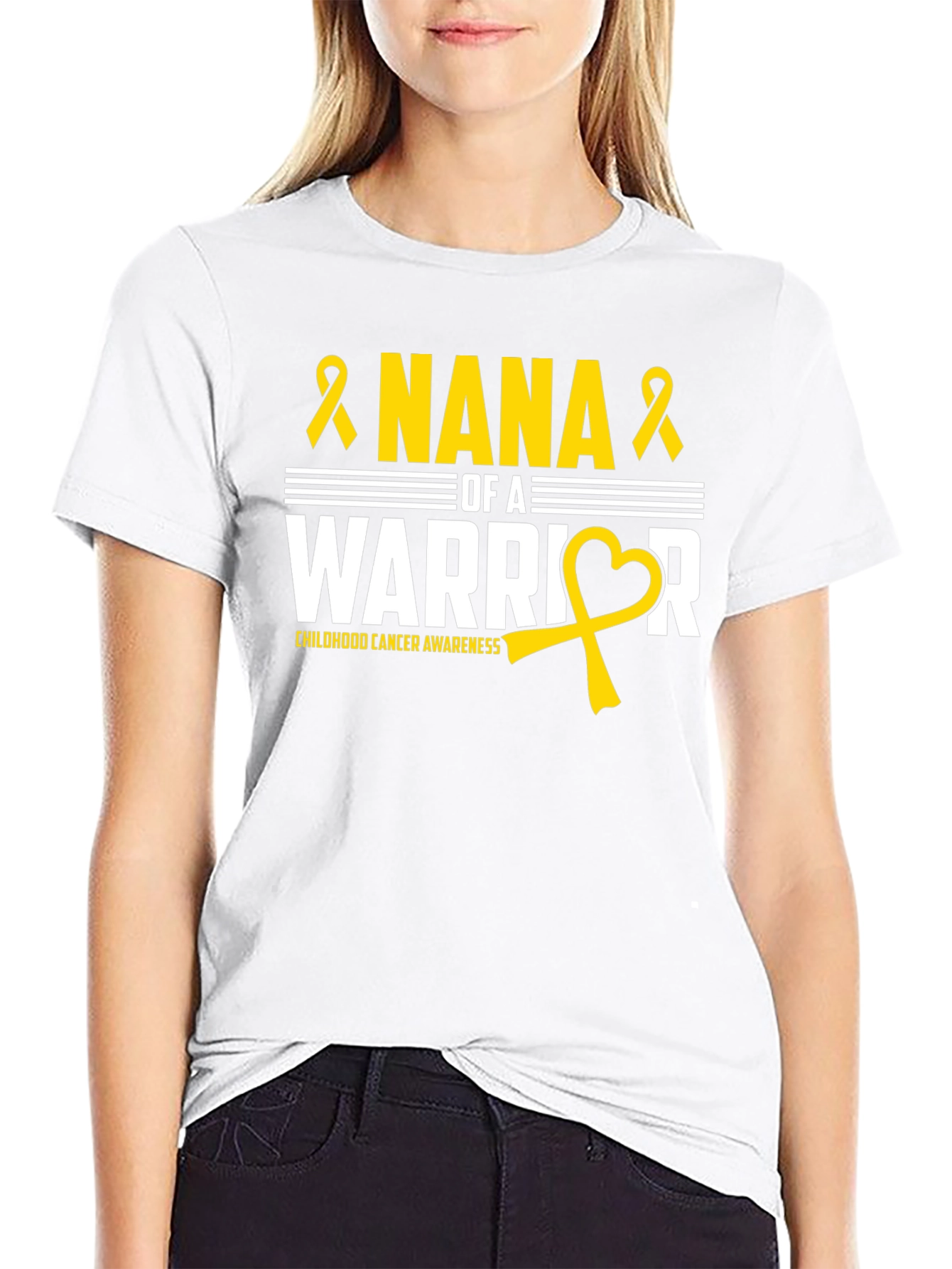 Nana of a Warrior Childhood Cancer Awareness T-Shirt