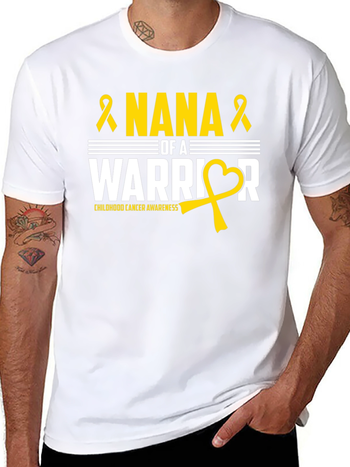 Nana of a Warrior Childhood Cancer Awareness T-Shirt