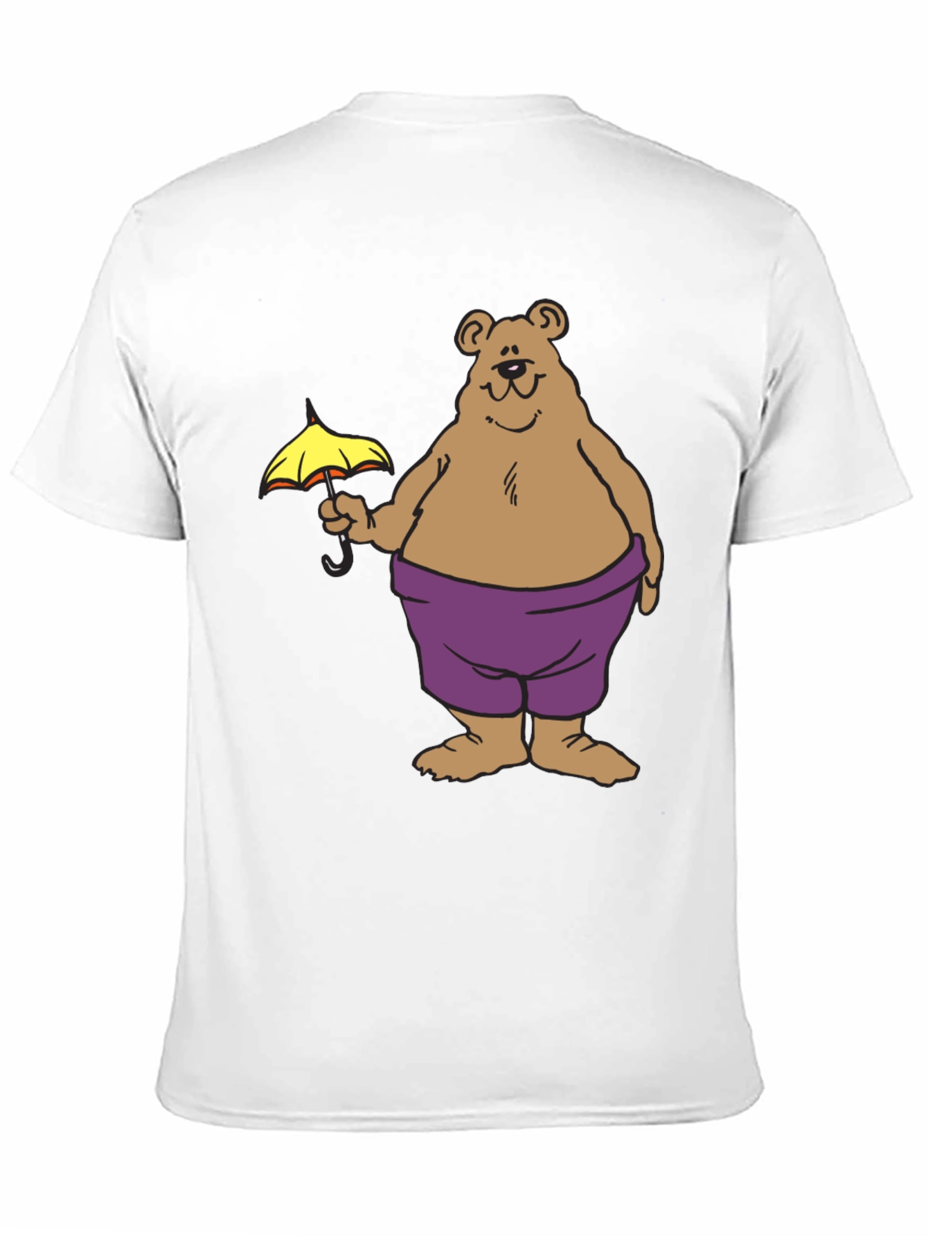 Bear with Umbrella Graphic Tee - Black Cotton T-Shirt