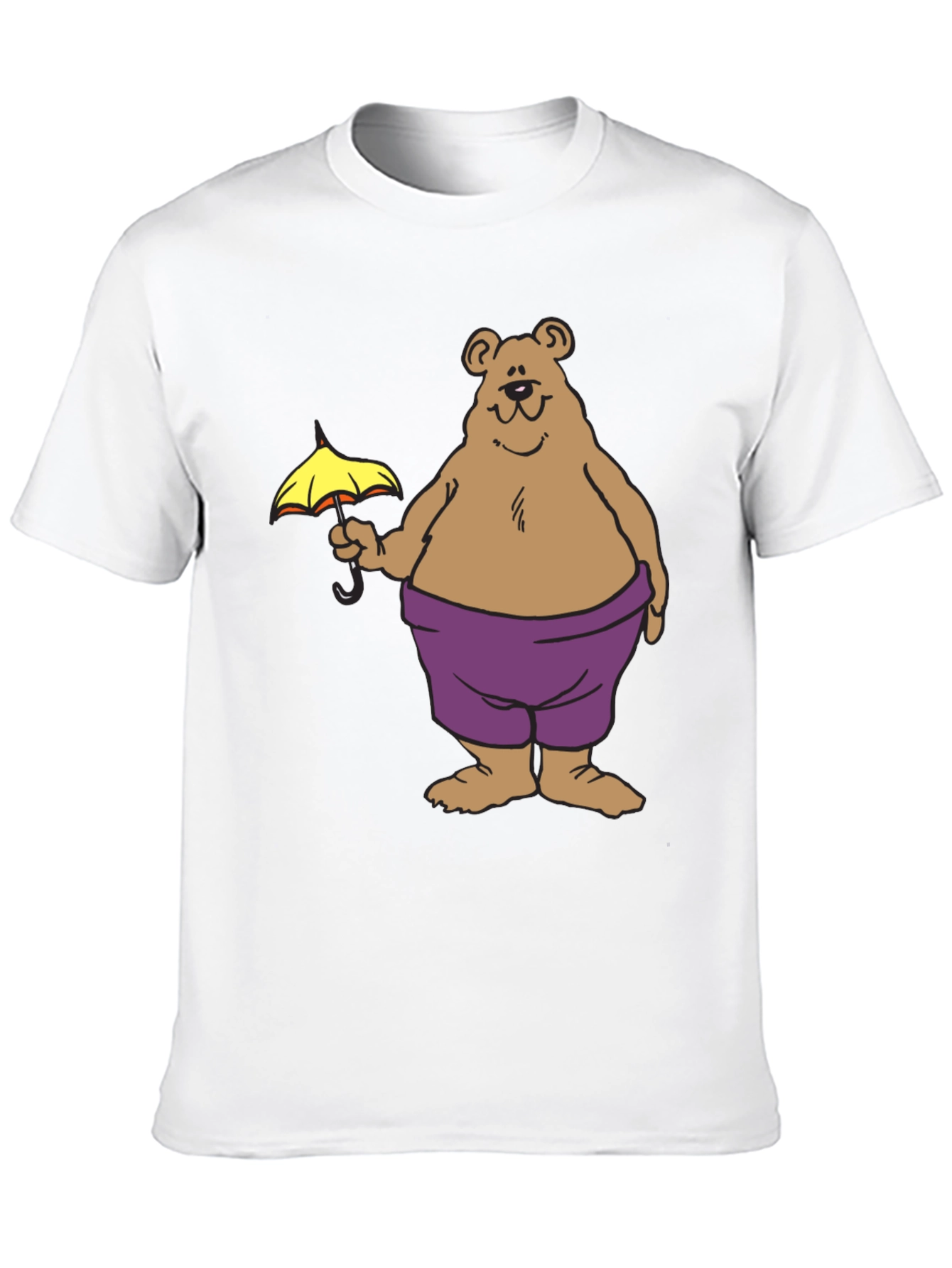 Bear with Umbrella Graphic Tee - Black Cotton T-Shirt