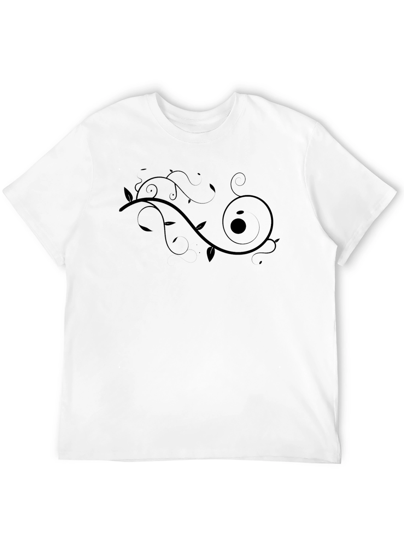 Mens Black T-Shirt with Swirl Design