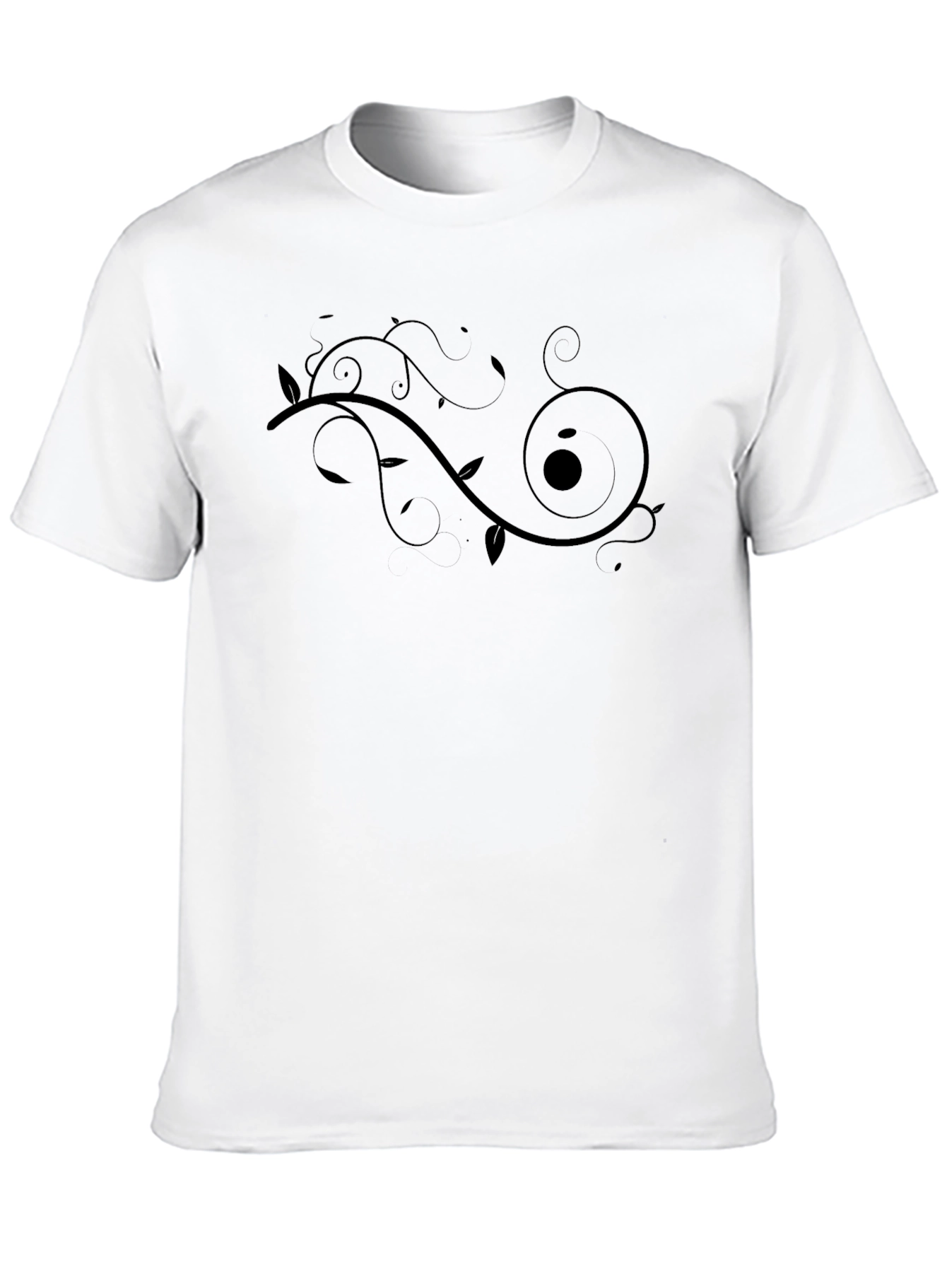 Mens Black T-Shirt with Swirl Design