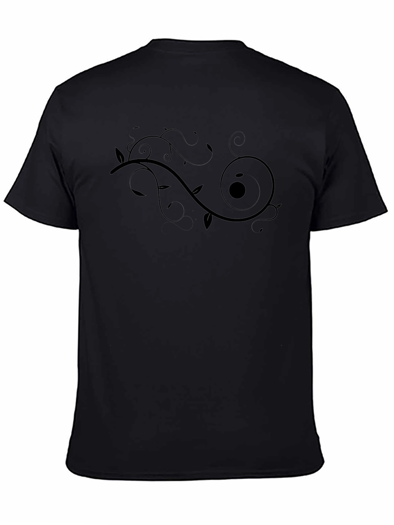 Mens Black T-Shirt with Swirl Design