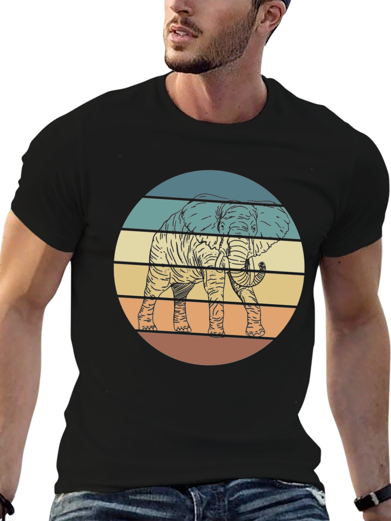 Elephant Sunset Graphic Tee - Unisex Retro Style