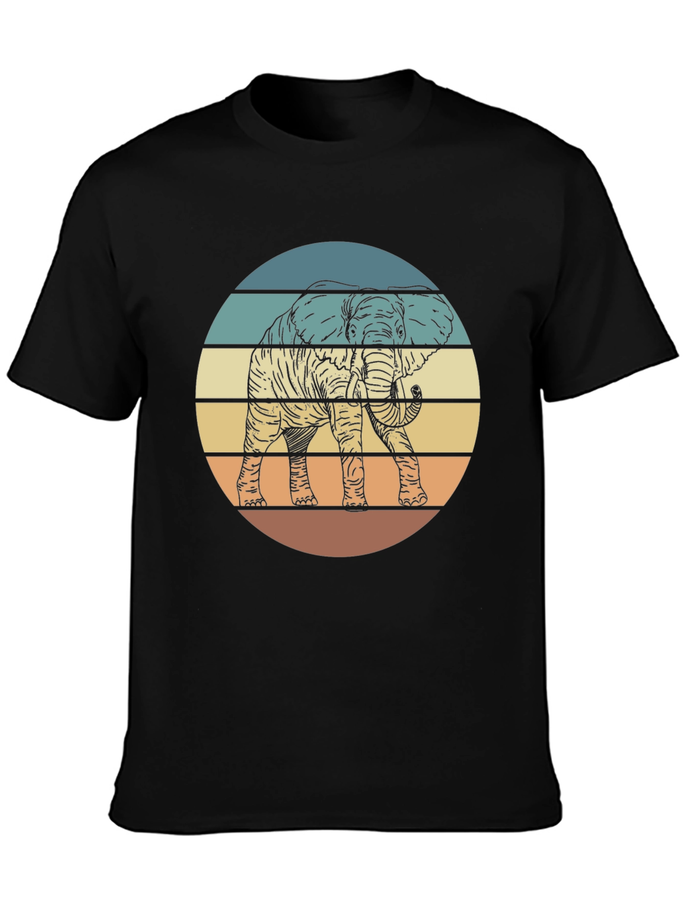 Elephant Sunset Graphic Tee - Unisex Retro Style
